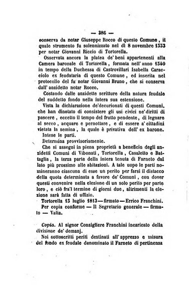 Bullettino delle ordinanze de' commissarj ripartitori de' demanj ex feudali e comunali nelle province dei rr.dd. al di qua del Faro in appendice degli atti eversivi della feudalita