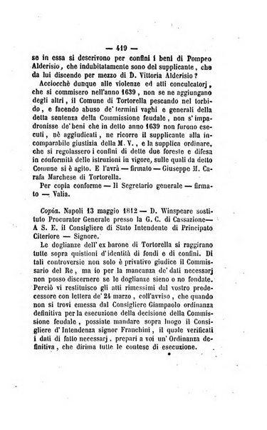 Bullettino delle ordinanze de' commissarj ripartitori de' demanj ex feudali e comunali nelle province dei rr.dd. al di qua del Faro in appendice degli atti eversivi della feudalita