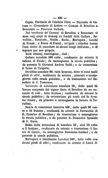 Bullettino delle ordinanze de' commissarj ripartitori de' demanj ex feudali e comunali nelle province dei rr.dd. al di qua del Faro in appendice degli atti eversivi della feudalita