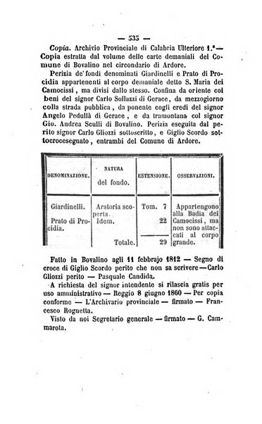 Bullettino delle ordinanze de' commissarj ripartitori de' demanj ex feudali e comunali nelle province dei rr.dd. al di qua del Faro in appendice degli atti eversivi della feudalita