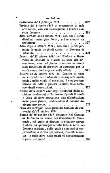 Bullettino delle ordinanze de' commissarj ripartitori de' demanj ex feudali e comunali nelle province dei rr.dd. al di qua del Faro in appendice degli atti eversivi della feudalita