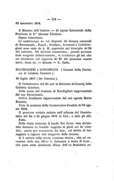 Bullettino delle ordinanze de' commissarj ripartitori de' demanj ex feudali e comunali nelle province napoletane in appendice degli atti eversivi della feudalita