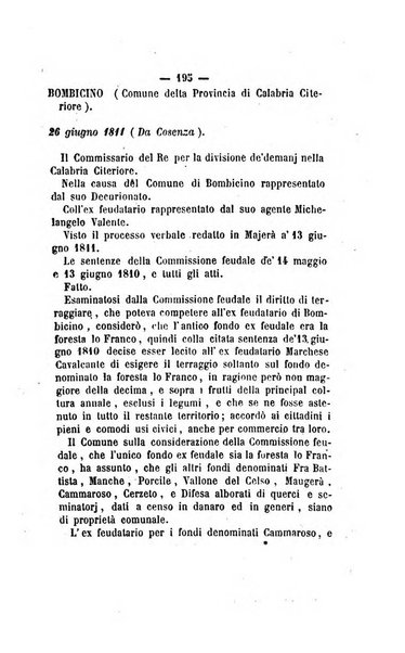 Bullettino delle ordinanze de' commissarj ripartitori de' demanj ex feudali e comunali nelle province napoletane in appendice degli atti eversivi della feudalita