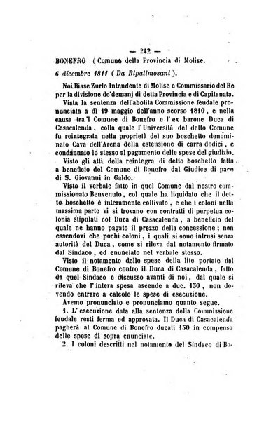 Bullettino delle ordinanze de' commissarj ripartitori de' demanj ex feudali e comunali nelle province napoletane in appendice degli atti eversivi della feudalita