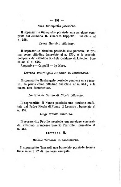 Bullettino delle ordinanze de' commissarj ripartitori de' demanj ex feudali e comunali nelle province napoletane in appendice degli atti eversivi della feudalita