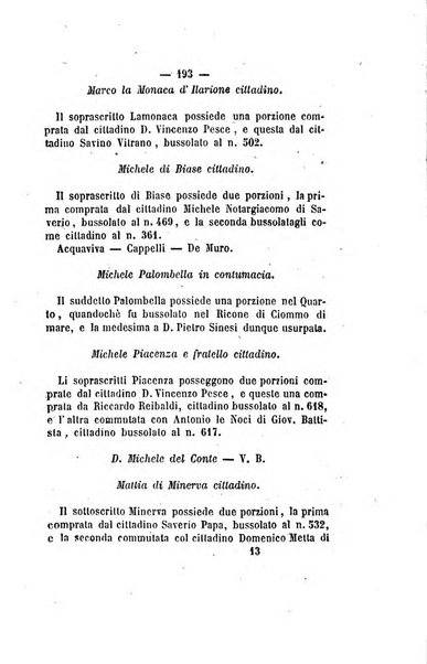 Bullettino delle ordinanze de' commissarj ripartitori de' demanj ex feudali e comunali nelle province napoletane in appendice degli atti eversivi della feudalita