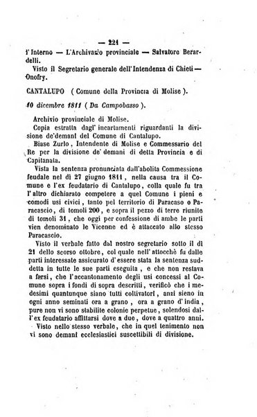 Bullettino delle ordinanze de' commissarj ripartitori de' demanj ex feudali e comunali nelle province napoletane in appendice degli atti eversivi della feudalita