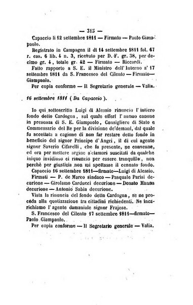 Bullettino delle ordinanze de' commissarj ripartitori de' demanj ex feudali e comunali nelle province napoletane in appendice degli atti eversivi della feudalita