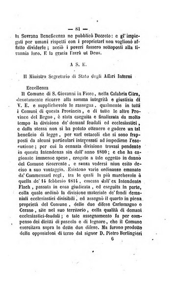 Bullettino delle ordinanze de' commissarj ripartitori de' demanj ex feudali e comunali nelle province napoletane in appendice degli atti eversivi della feudalita