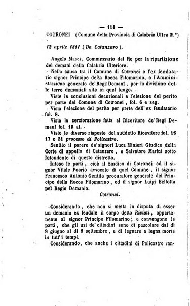 Bullettino delle ordinanze de' commissarj ripartitori de' demanj ex feudali e comunali nelle province napoletane in appendice degli atti eversivi della feudalita