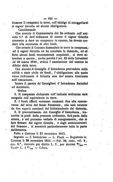 Bullettino delle ordinanze de' commissarj ripartitori de' demanj ex feudali e comunali nelle province napoletane in appendice degli atti eversivi della feudalita