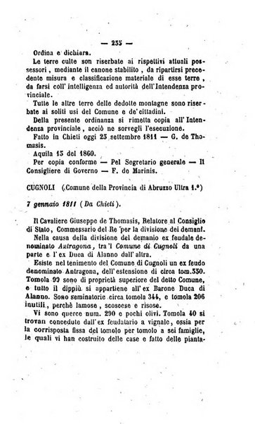 Bullettino delle ordinanze de' commissarj ripartitori de' demanj ex feudali e comunali nelle province napoletane in appendice degli atti eversivi della feudalita