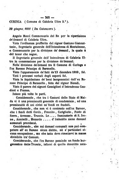 Bullettino delle ordinanze de' commissarj ripartitori de' demanj ex feudali e comunali nelle province napoletane in appendice degli atti eversivi della feudalita