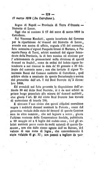 Bullettino delle ordinanze de' commissarj ripartitori de' demanj ex feudali e comunali nelle province napoletane in appendice degli atti eversivi della feudalita