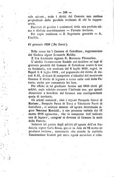 Bullettino delle ordinanze de' commissarj ripartitori de' demanj ex feudali e comunali nelle province napoletane in appendice degli atti eversivi della feudalita