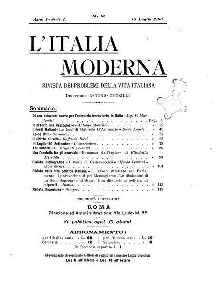 L'Italia moderna rivista dei problemi della vita italiana