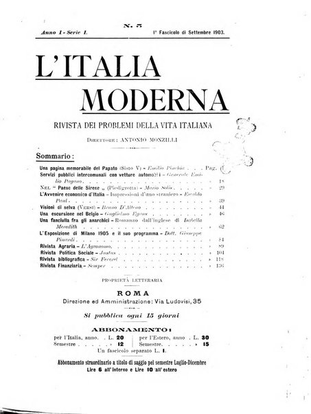 L'Italia moderna rivista dei problemi della vita italiana