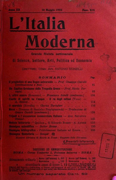 L'Italia moderna rivista dei problemi della vita italiana