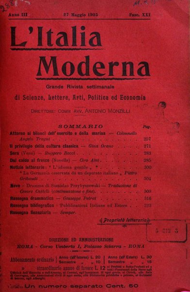 L'Italia moderna rivista dei problemi della vita italiana