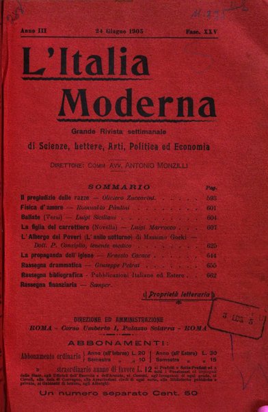 L'Italia moderna rivista dei problemi della vita italiana