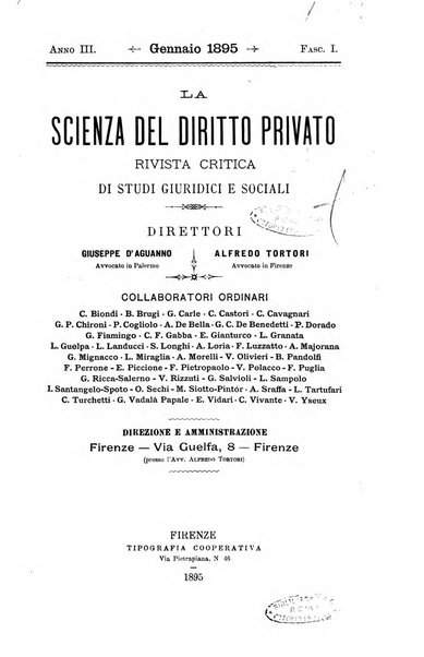 La scienza del diritto privato rivista critica di filosofia giuridica, legislazione e giurisprudenza