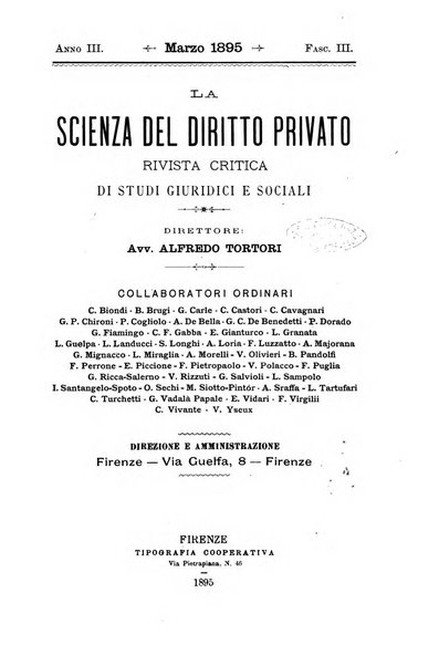 La scienza del diritto privato rivista critica di filosofia giuridica, legislazione e giurisprudenza