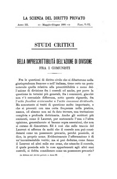 La scienza del diritto privato rivista critica di filosofia giuridica, legislazione e giurisprudenza