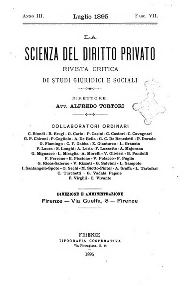 La scienza del diritto privato rivista critica di filosofia giuridica, legislazione e giurisprudenza