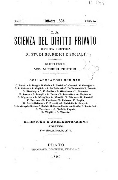 La scienza del diritto privato rivista critica di filosofia giuridica, legislazione e giurisprudenza