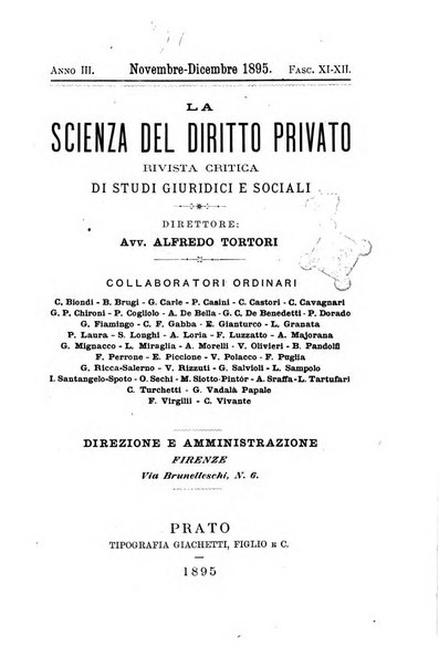 La scienza del diritto privato rivista critica di filosofia giuridica, legislazione e giurisprudenza