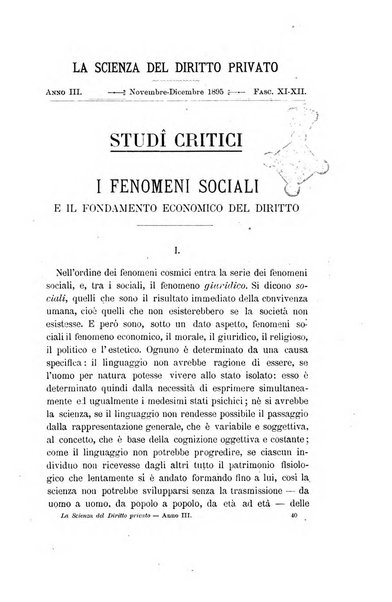 La scienza del diritto privato rivista critica di filosofia giuridica, legislazione e giurisprudenza