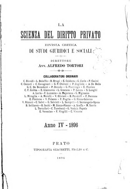 La scienza del diritto privato rivista critica di filosofia giuridica, legislazione e giurisprudenza