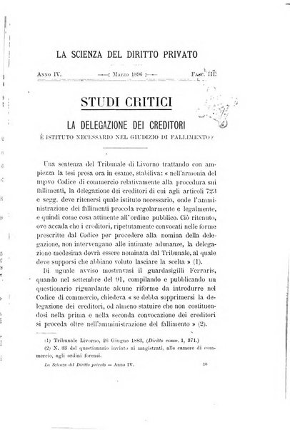 La scienza del diritto privato rivista critica di filosofia giuridica, legislazione e giurisprudenza