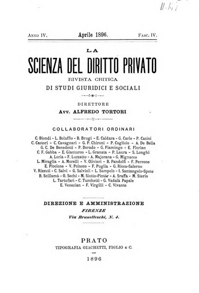 La scienza del diritto privato rivista critica di filosofia giuridica, legislazione e giurisprudenza