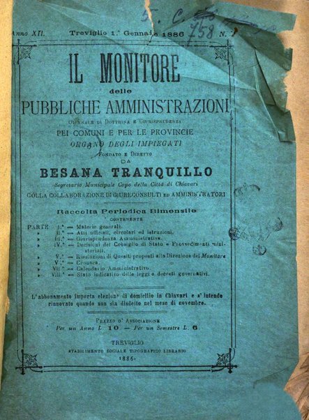 [l monitore delle pubbliche amministrazioni giornale di dottrina e giurisprudenza pei comuni e per le provincie del Regno