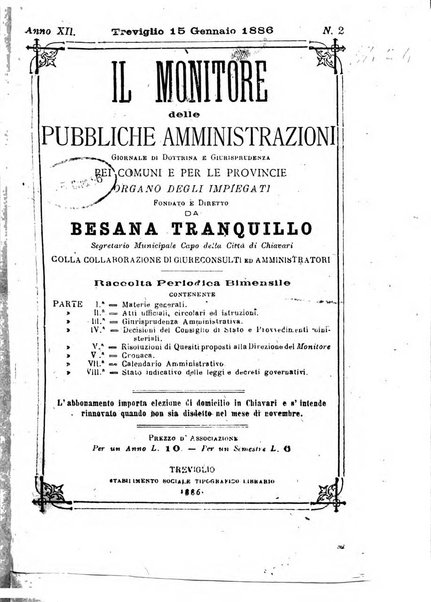 [l monitore delle pubbliche amministrazioni giornale di dottrina e giurisprudenza pei comuni e per le provincie del Regno