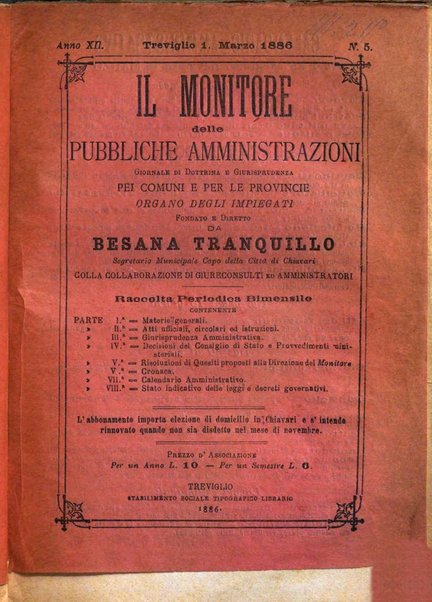 [l monitore delle pubbliche amministrazioni giornale di dottrina e giurisprudenza pei comuni e per le provincie del Regno