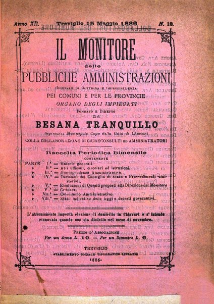 [l monitore delle pubbliche amministrazioni giornale di dottrina e giurisprudenza pei comuni e per le provincie del Regno