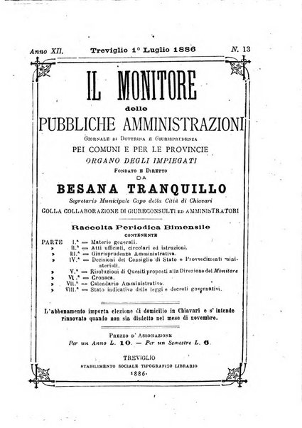 [l monitore delle pubbliche amministrazioni giornale di dottrina e giurisprudenza pei comuni e per le provincie del Regno