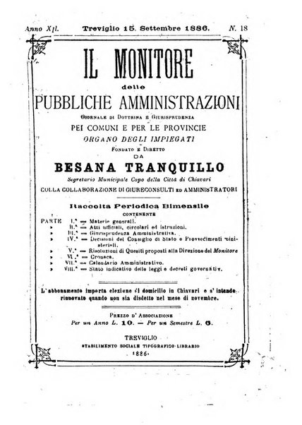 [l monitore delle pubbliche amministrazioni giornale di dottrina e giurisprudenza pei comuni e per le provincie del Regno