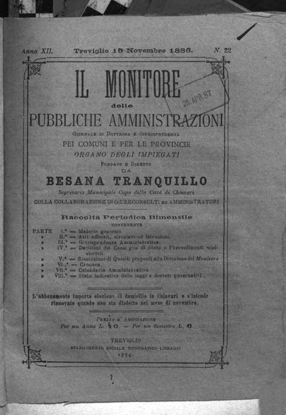 [l monitore delle pubbliche amministrazioni giornale di dottrina e giurisprudenza pei comuni e per le provincie del Regno