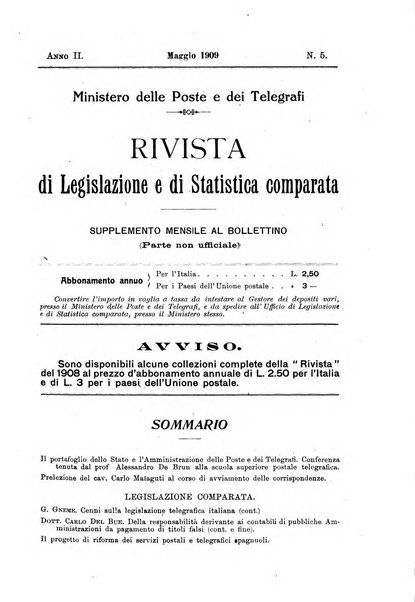 Rivista di legislazione e di statistica comparata