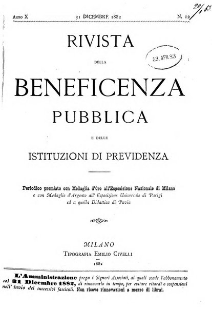 Rivista della beneficenza pubblica e delle istituzioni di previdenza