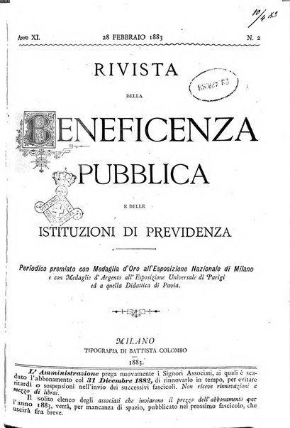 Rivista della beneficenza pubblica e delle istituzioni di previdenza