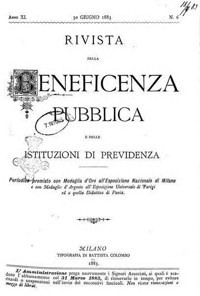 Rivista della beneficenza pubblica e delle istituzioni di previdenza