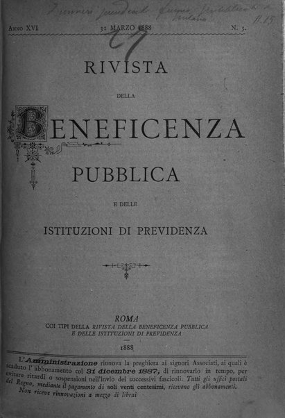 Rivista della beneficenza pubblica e delle istituzioni di previdenza