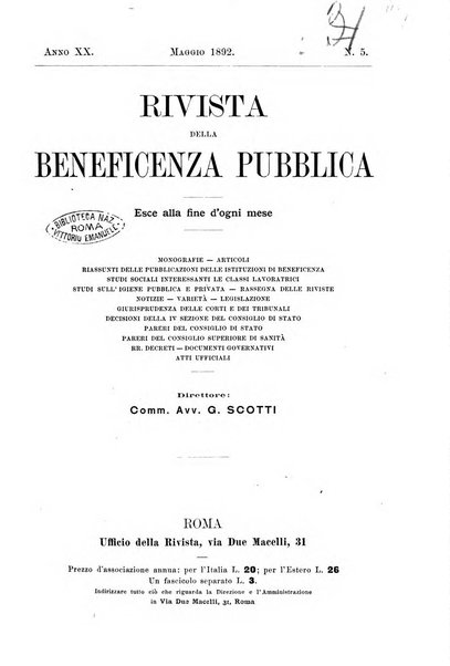 Rivista della beneficenza pubblica e delle istituzioni di previdenza