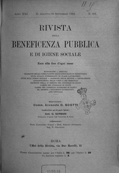 Rivista della beneficenza pubblica e delle istituzioni di previdenza