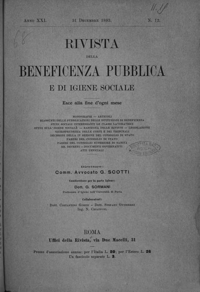 Rivista della beneficenza pubblica e delle istituzioni di previdenza