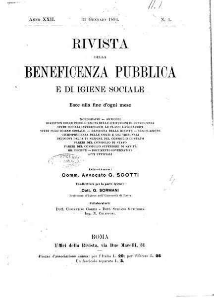 Rivista della beneficenza pubblica e delle istituzioni di previdenza